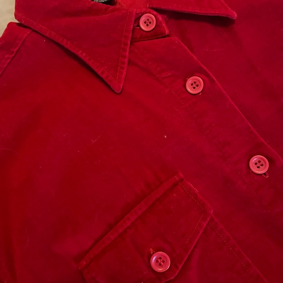 au Coton red velvet button down - Picture 2 of 3